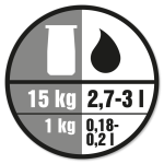 Blandingsforhold: 1 kg produkt til 0,18-0,2 liter vand.