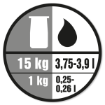 Blandingsforhold: 1 kg produkt til 0,25-0,26 liter vand.