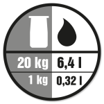 BLandingsforhold: 1 kg produkt til 0,32 liter vand.