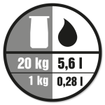Blandingsforhold: 1 kg produkt til 0,28 liter vand.