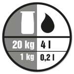 Blandingsforhold: 1 kg produkt til 0,2 liter vand.