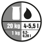 Blandingsforhold: 1 kg produkt til 0,2-0,28 liter vand.