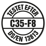 Testet efter DS/EN 13813. C35-F8.