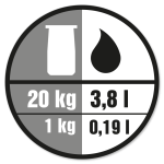 Blandingsforhold: 1 kg produkt til 0,19 liter vand.
