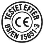 Testet efter DS/EN 15651-3.